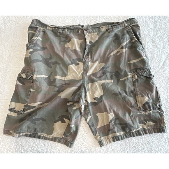 Beverly Hills Polo Club Mens 48 Camo Cargo Shorts‎ Green Flex Stretch Y2K Style - Picture 1 of 7